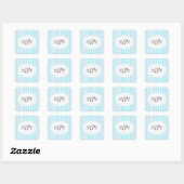 Autocollant Monogramme Rayé Bleu Bébé Aquamarine (Feuille)