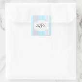 Autocollant Monogramme Rayé Bleu Bébé Aquamarine (Sac)