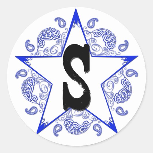 Autocollant Monogramme "S" Bleu Occidental (Devant)