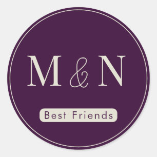 Autocollant monogramme violet blanc des meilleurs