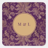 Autocollant monogramme violet de Damas Royal (Devant)