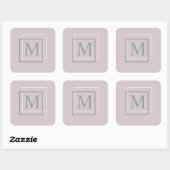 Autocollant Monogramme Violet Pastel Moderne (Feuille)