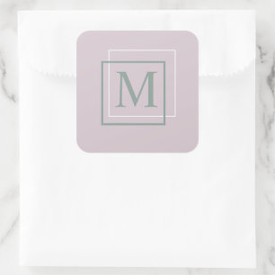 Autocollant Monogramme Violet Pastel Moderne