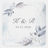 Autocollant Moody Winter Blue Floral Mariage Carré (Devant)