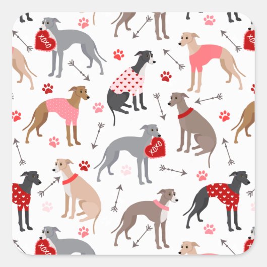 Autocollant Motif italien Greyhound Valentine (Devant)