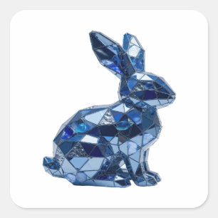 Autocollant motif "LAPIN BLEU" argent décollable