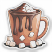 Autocollant Mug Rêve de Chocolat Chaud Volcan (Devant)