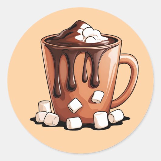 Autocollant Mug Rêve de Chocolat Chaud Volcan (Devant)