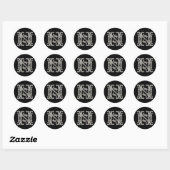 Autocollant N rond initial en argent (Feuille)
