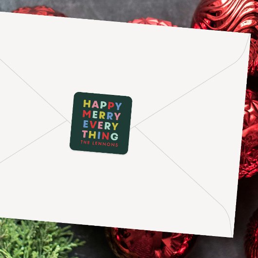 Autocollant Noël Tout Vert Joyeux Merry Everything