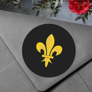 Autocollant Noir avec Fleur de Lys Or
