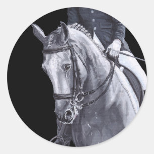 Autocollant noir et blanc de cheval de dressage de