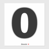 Autocollant noir et blanc numéro zéro (Feuille)