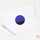 Autocollant noir et bleu cobalt Damask 1,5" rond (Enveloppe)