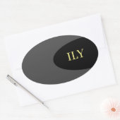 Autocollant noir et gris "Je t'aime" (Enveloppe)