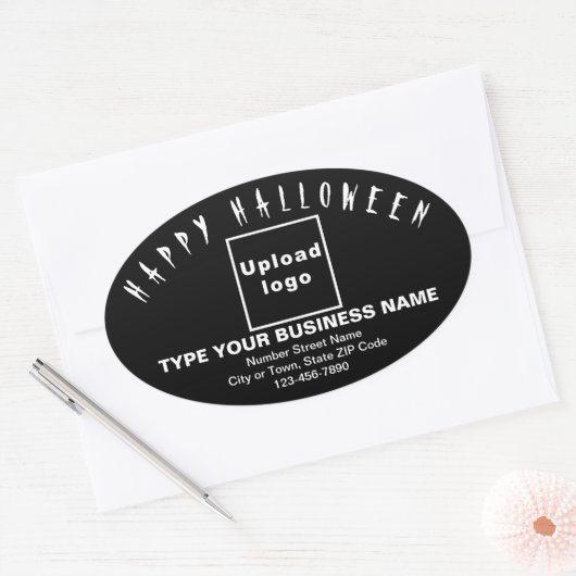 Autocollant noir ovale Halloween d'affaires (Enveloppe)