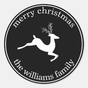 Autocollant noir renne de Noël