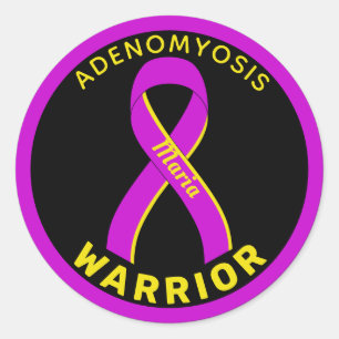 Autocollant noir rond Adenomyosis Warribbon