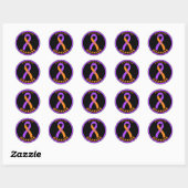 Autocollant noir rond Psoriasis Warrior (Feuille)