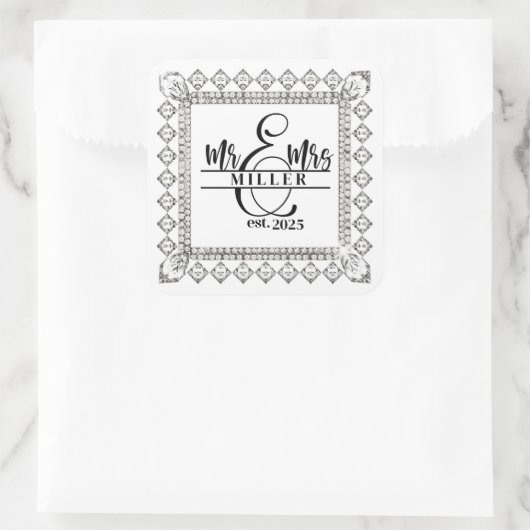Autocollant Nom Personnalisé M. & Mme (Sac)