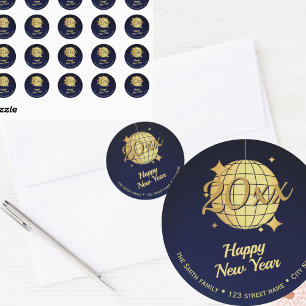 Autocollant Nouvel An Boule Disco Dorée Année pe