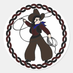 Autocollant occidental de cow-girl