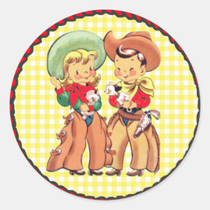 Autocollant occidental d'enfants de cowboy et de