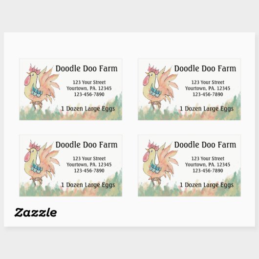 Autocollant OEufs Personnalisés Coq (Feuille)