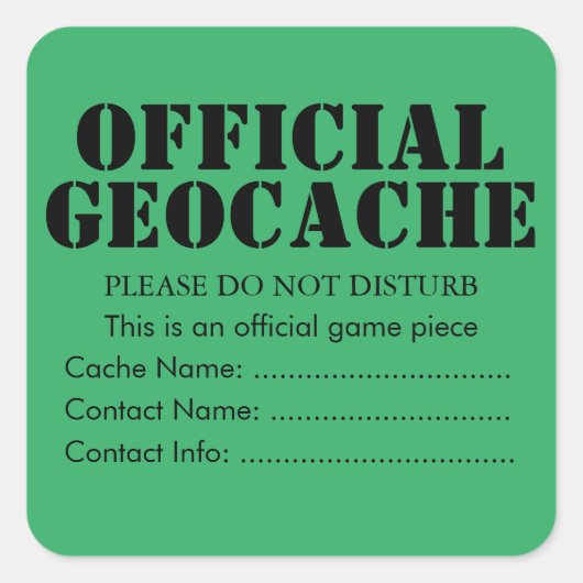 Autocollant officiel personnalisé Geocache (Devant)