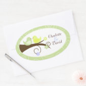 Autocollant Oiseau tourbillonnant (vert) Mariage O (Enveloppe)