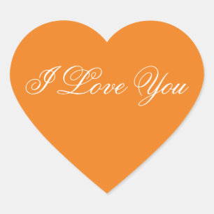 Autocollant orange de coeur - je t'aime