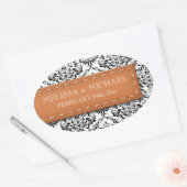 Autocollant orange Mariage damassé à grand angle (Enveloppe)