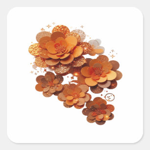 Autocollant Orange ORANGE FLORAL FANTASY