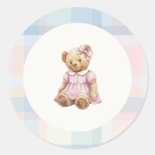 Autocollant ourson fille rose (Devant)