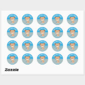 Autocollant Ourson Mignon Bébé (fond bleu) (Feuille)
