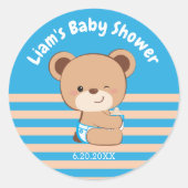 Autocollant Ourson Mignon Bébé (fond bleu) (Devant)