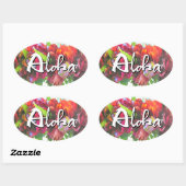 Autocollant Oval Aloha Haku Lei (Feuille)