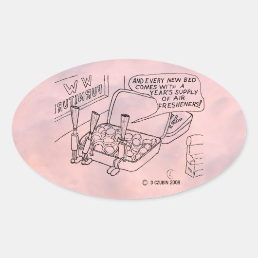 Autocollant Oval au lit à la menthe (Devant)