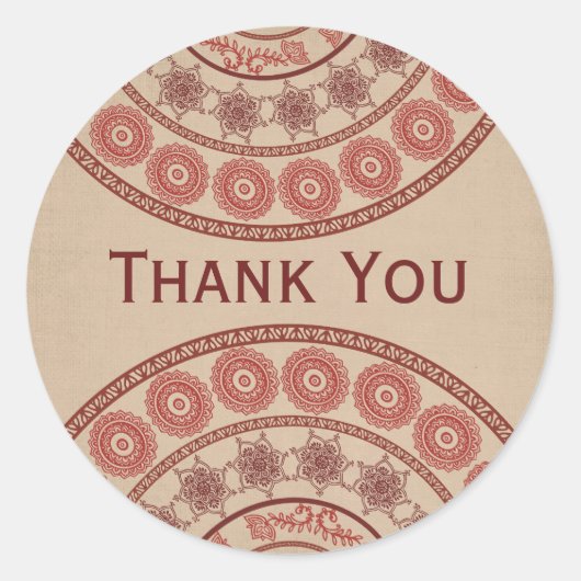 Autocollant Oval du Mariage indien Henna Mehndi (Devant)