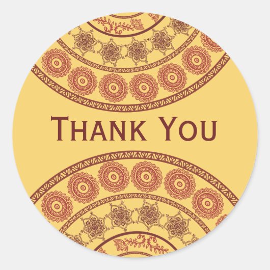 Autocollant Oval du Mariage indien Henna Mehndi (Devant)