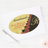 Autocollant Oval Étiquette en dentelle rouge et sa (Enveloppe)