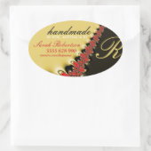 Autocollant Oval Étiquette en dentelle rouge et sa (Sac)