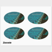 Autocollant Oval Étiquette turquoise en dentelle P (Feuille)