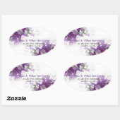 Autocollant ovale blanc floral violet (Feuille)