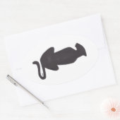 Autocollant ovale blanc silhouette de chat noir (Enveloppe)