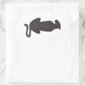 Autocollant ovale blanc silhouette de chat noir (Sac)