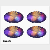 Autocollant ovale Bonne Année (Feuille)