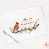 Autocollant ovale cardinal Joyeux Noël (Enveloppe)