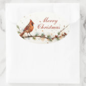 Autocollant ovale cardinal Joyeux Noël (Sac)