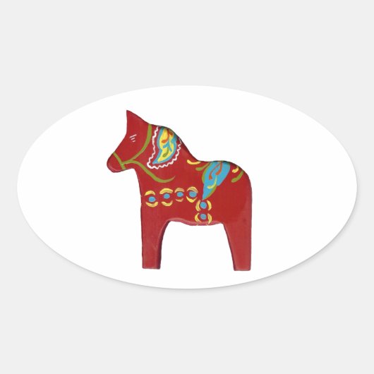 Autocollant ovale Dala Horse (Devant)